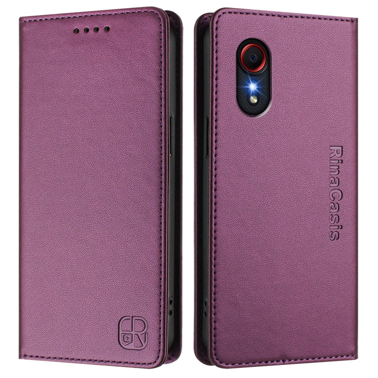 For Samsung Galaxy XCover 5 RC01 Dual-Folded Magnetic Suction RFID Leather Phone Case
