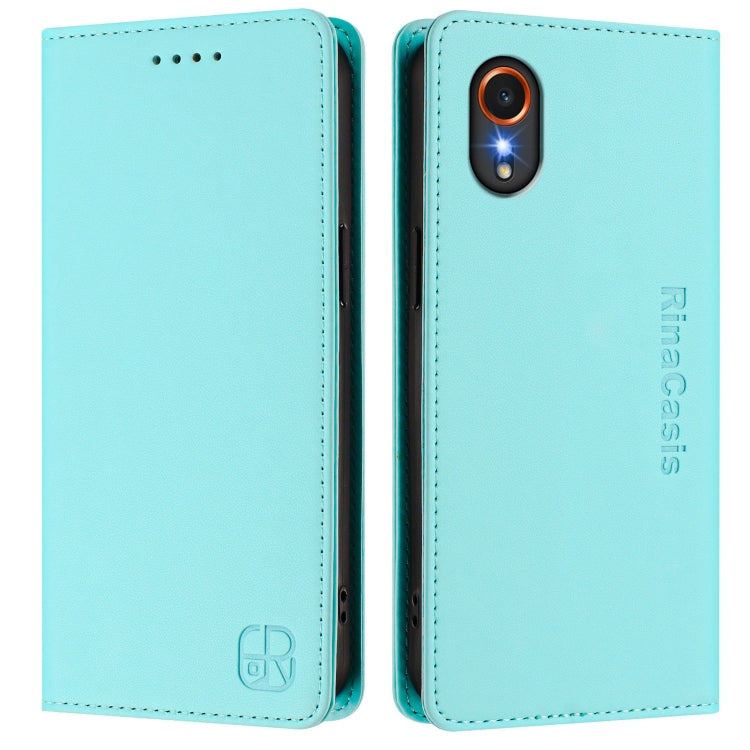 For Samsung Galaxy XCover7 5G Global RC01 Dual-Folded Magnetic Suction RFID Leather Phone Case