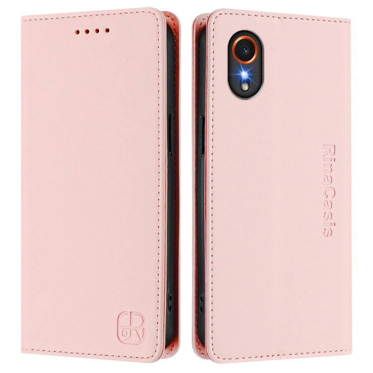 For Samsung Galaxy XCover7 5G Global RC01 Dual-Folded Magnetic Suction RFID Leather Phone Case