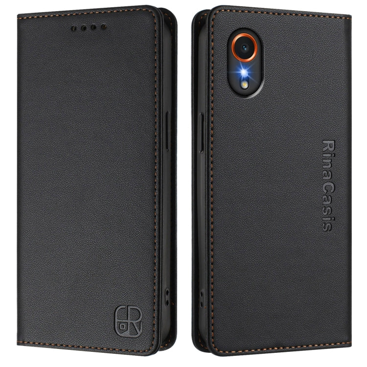 For Samsung Galaxy XCover7 5G Global RC01 Dual-Folded Magnetic Suction RFID Leather Phone Case