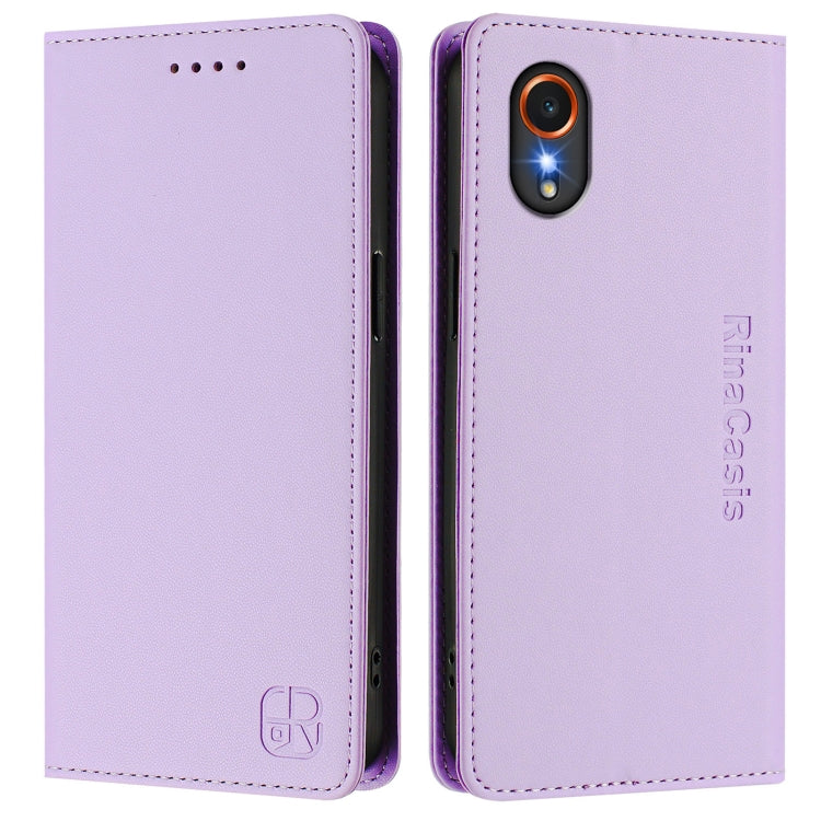 For Samsung Galaxy XCover7 5G Global RC01 Dual-Folded Magnetic Suction RFID Leather Phone Case