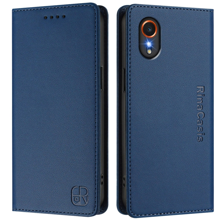 For Samsung Galaxy XCover7 5G Global RC01 Dual-Folded Magnetic Suction RFID Leather Phone Case