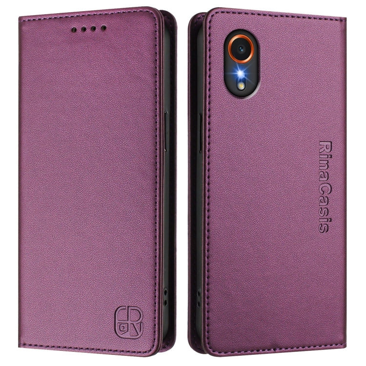 For Samsung Galaxy XCover7 5G Global RC01 Dual-Folded Magnetic Suction RFID Leather Phone Case