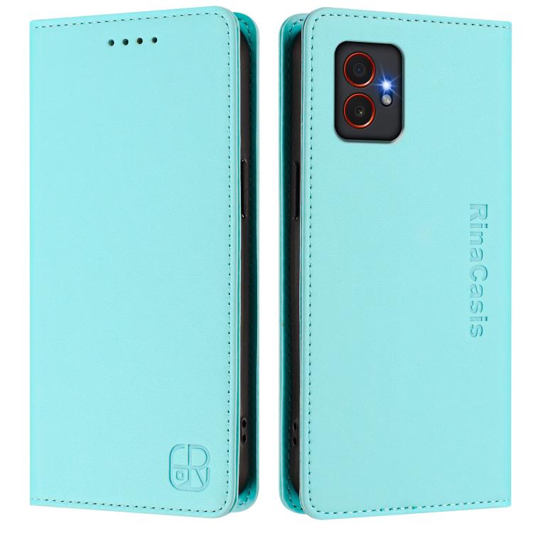 For Samsung Galaxy XCover7 Pro RC01 Dual-Folded Magnetic Suction RFID Leather Phone Case