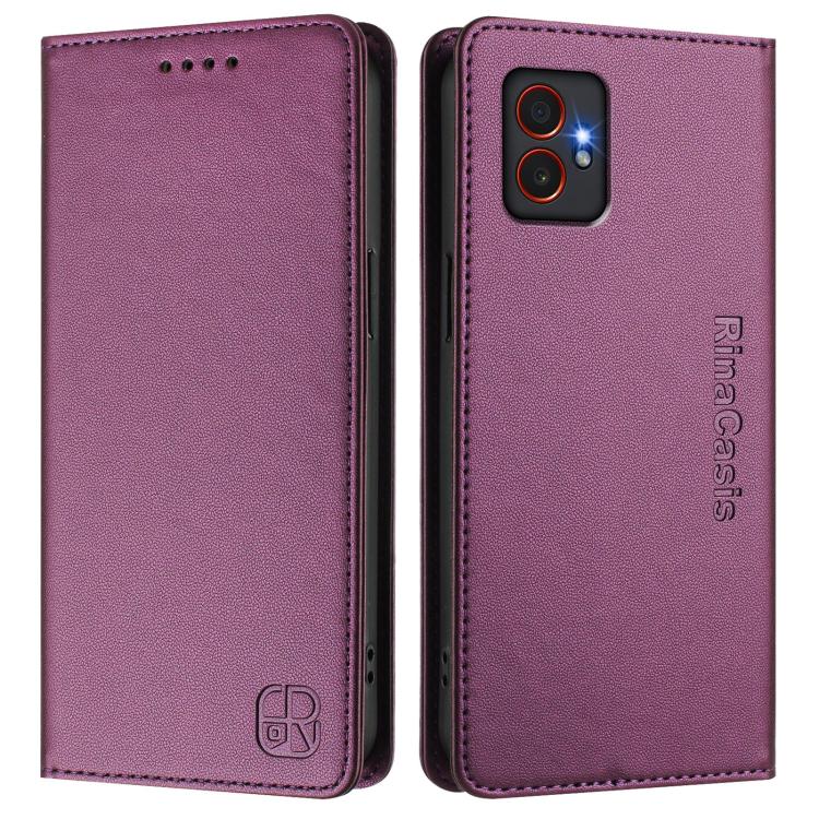 For Samsung Galaxy XCover7 Pro RC01 Dual-Folded Magnetic Suction RFID Leather Phone Case