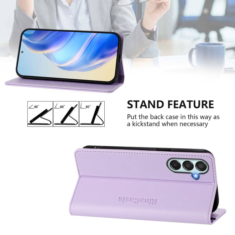 For Samsung Galaxy M15 / F15 5G Global RC01 Dual-Folded Magnetic Suction RFID Leather Phone Case
