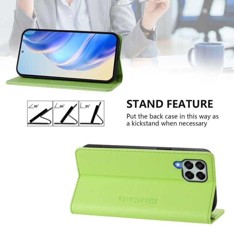 For Samsung Galaxy M33 5G Global RC01 Dual-Folded Magnetic Suction RFID Leather Phone Case