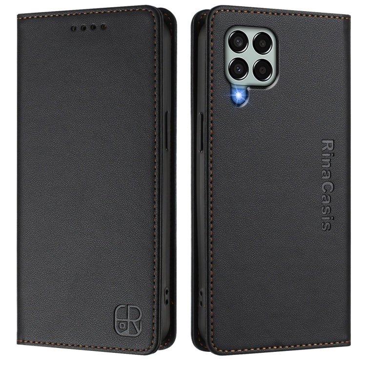 For Samsung Galaxy M33 5G Global RC01 Dual-Folded Magnetic Suction RFID Leather Phone Case