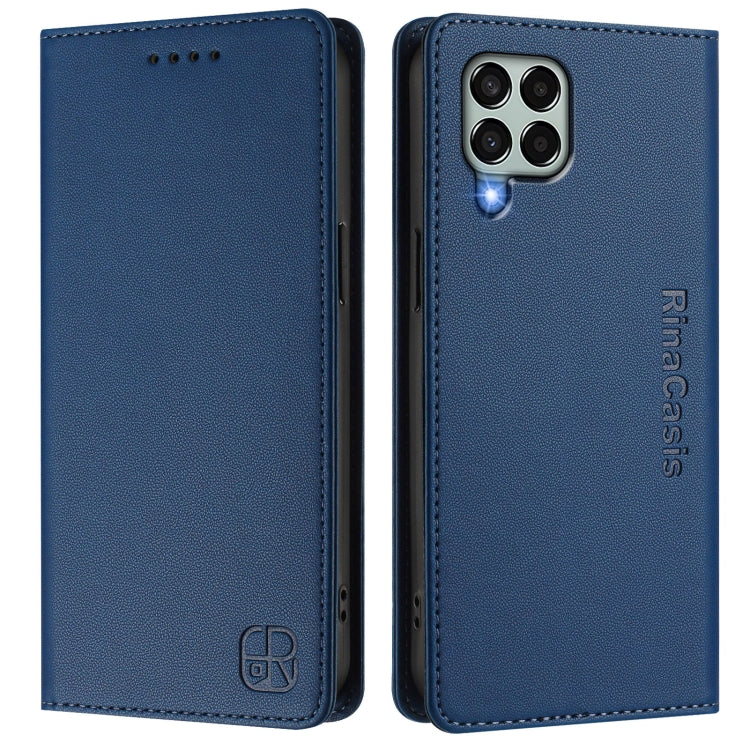 For Samsung Galaxy M33 5G Global RC01 Dual-Folded Magnetic Suction RFID Leather Phone Case