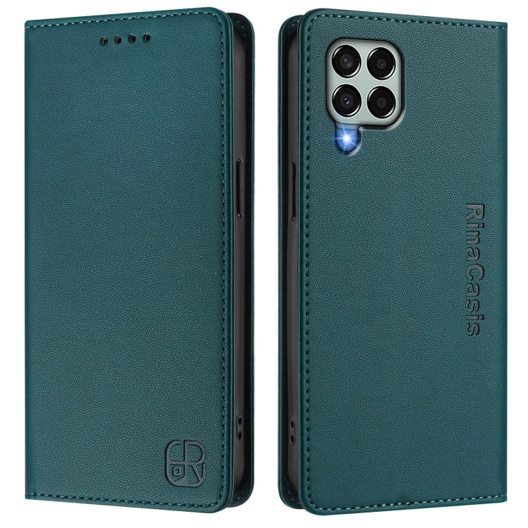 For Samsung Galaxy M33 5G Global RC01 Dual-Folded Magnetic Suction RFID Leather Phone Case