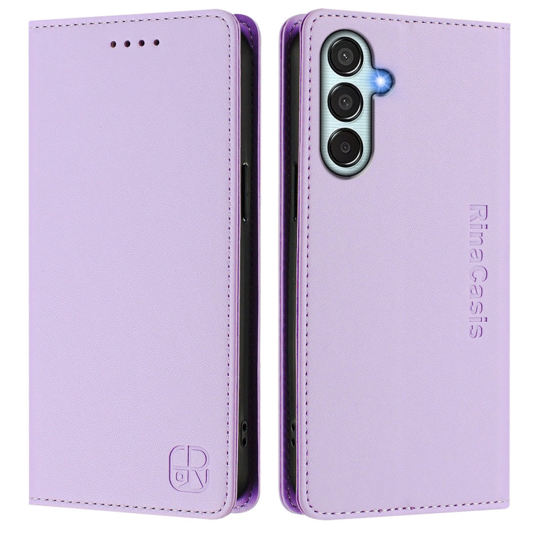 For Samsung Galaxy M35 5G RC01 Dual-Folded Magnetic Suction RFID Leather Phone Case