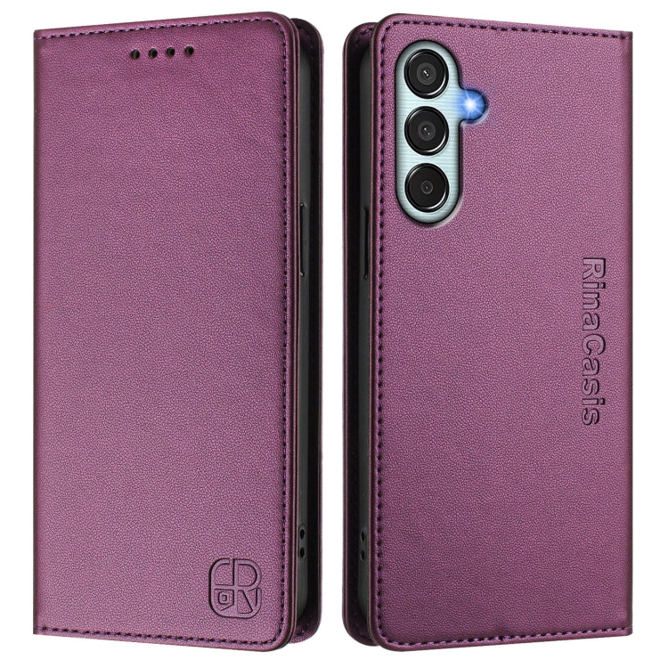 For Samsung Galaxy M52 5G RC01 Dual-Folded Magnetic Suction RFID Leather Phone Case