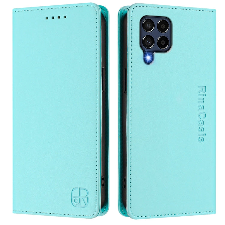 For Samsung Galaxy M53 5G RC01 Dual-Folded Magnetic Suction RFID Leather Phone Case