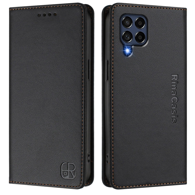 For Samsung Galaxy M53 5G RC01 Dual-Folded Magnetic Suction RFID Leather Phone Case