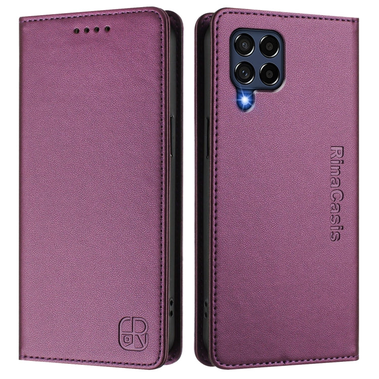 For Samsung Galaxy M53 5G RC01 Dual-Folded Magnetic Suction RFID Leather Phone Case