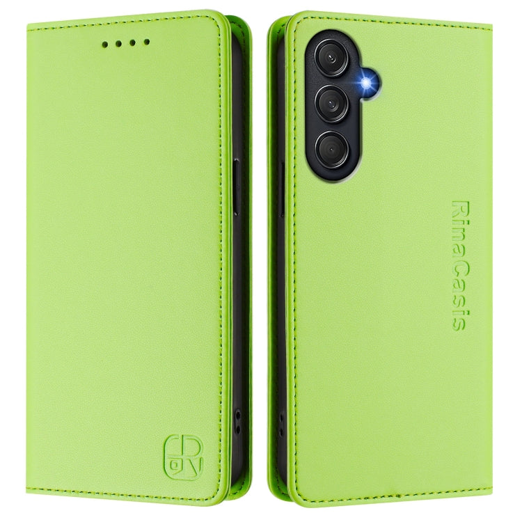 For Samsung Galaxy M54 5G Global / F54 RC01 Dual-Folded Magnetic Suction RFID Leather Phone Case