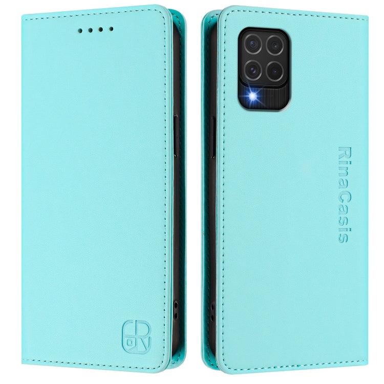 For Samsung Galaxy M62 / F62 4G RC01 Dual-Folded Magnetic Suction RFID Leather Phone Case