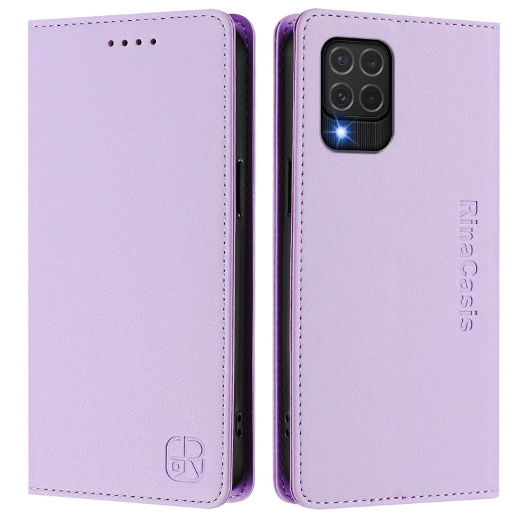 For Samsung Galaxy M62 / F62 4G RC01 Dual-Folded Magnetic Suction RFID Leather Phone Case