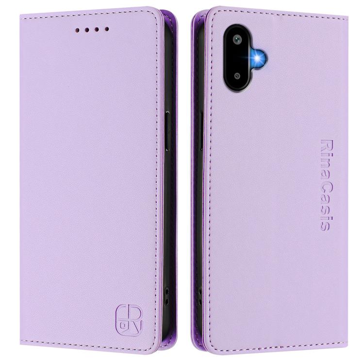 For Samsung Galaxy M06 5G / F06 5G RC01 Dual-Folded Magnetic Suction RFID Leather Phone Case