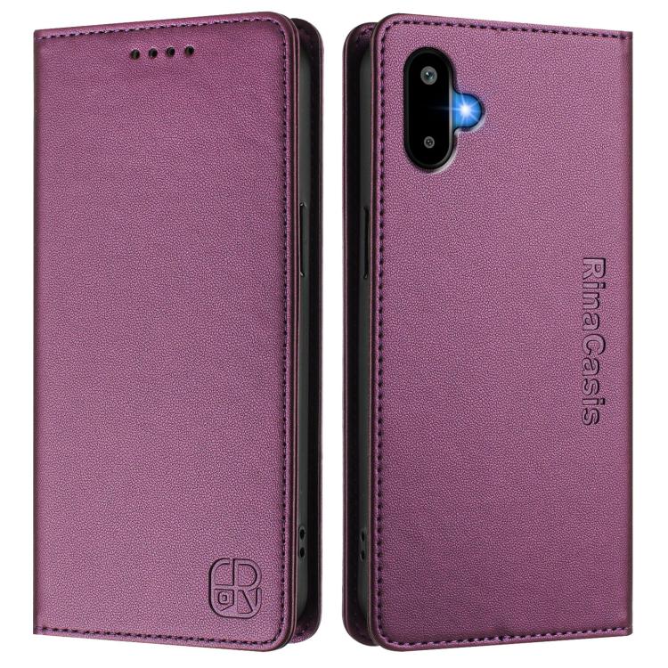 For Samsung Galaxy M06 5G / F06 5G RC01 Dual-Folded Magnetic Suction RFID Leather Phone Case