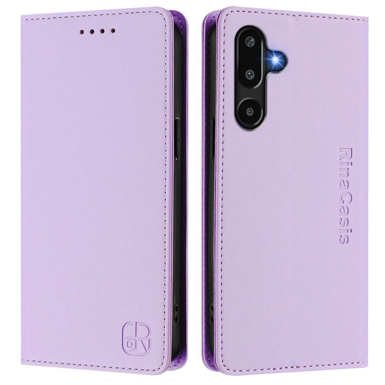For Samsung Galaxy M16 / F16 5G Global RC01 Dual-Folded Magnetic Suction RFID Leather Phone Case