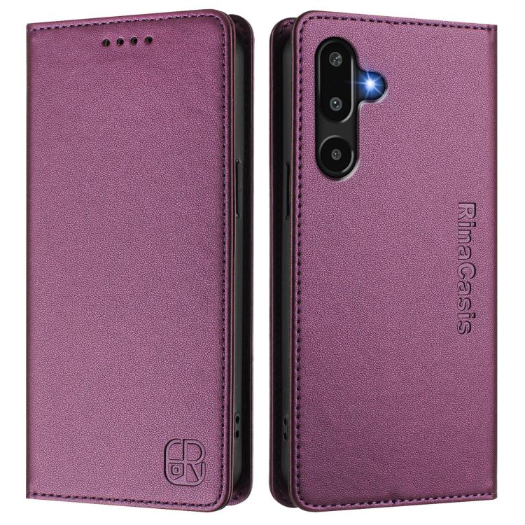 For Samsung Galaxy M16 / F16 5G Global RC01 Dual-Folded Magnetic Suction RFID Leather Phone Case