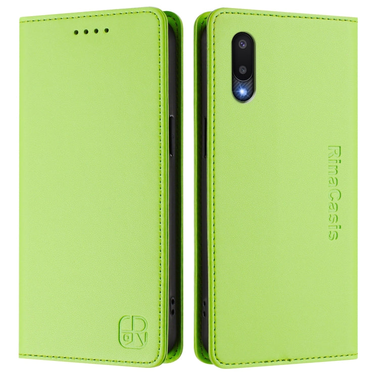 For Samsung Galaxy A02 / M02 RC01 Dual-Folded Magnetic Suction RFID Leather Phone Case