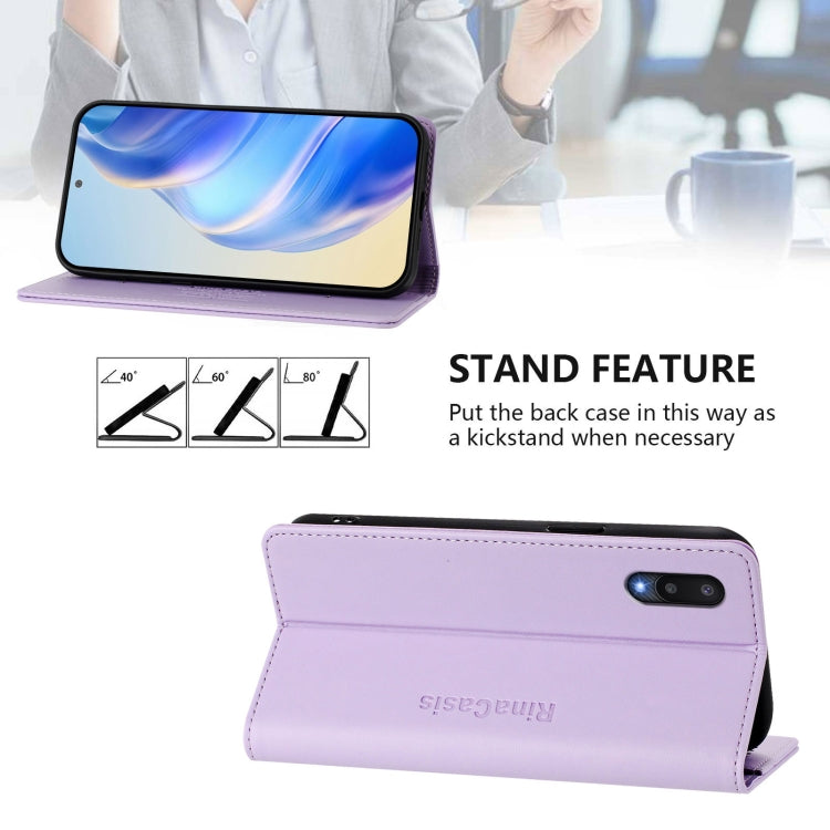 For Samsung Galaxy A02 / M02 RC01 Dual-Folded Magnetic Suction RFID Leather Phone Case