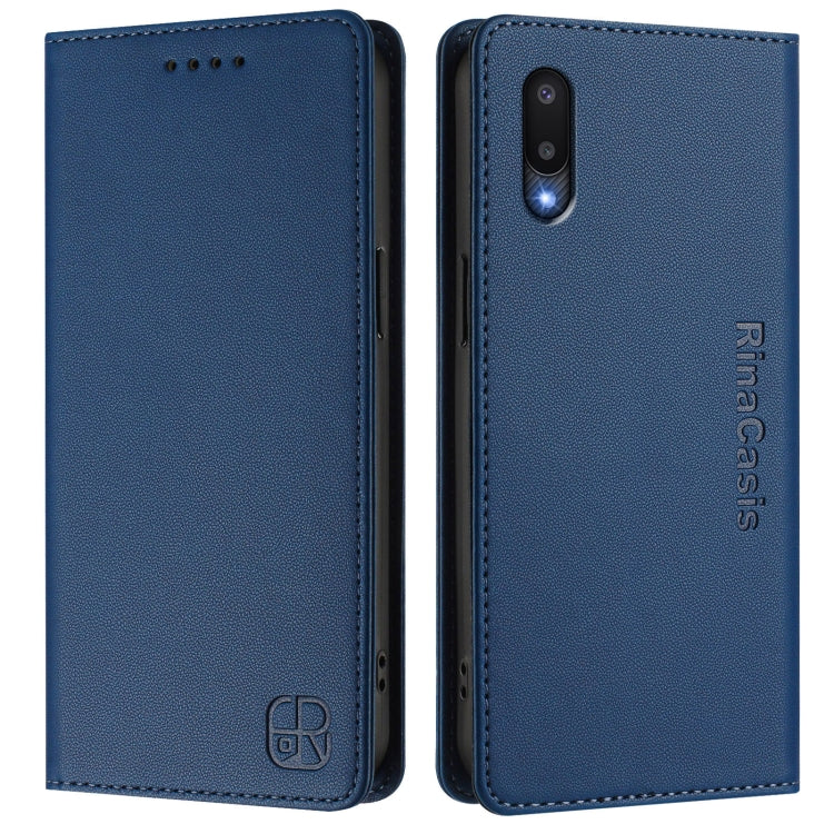 For Samsung Galaxy A02 / M02 RC01 Dual-Folded Magnetic Suction RFID Leather Phone Case