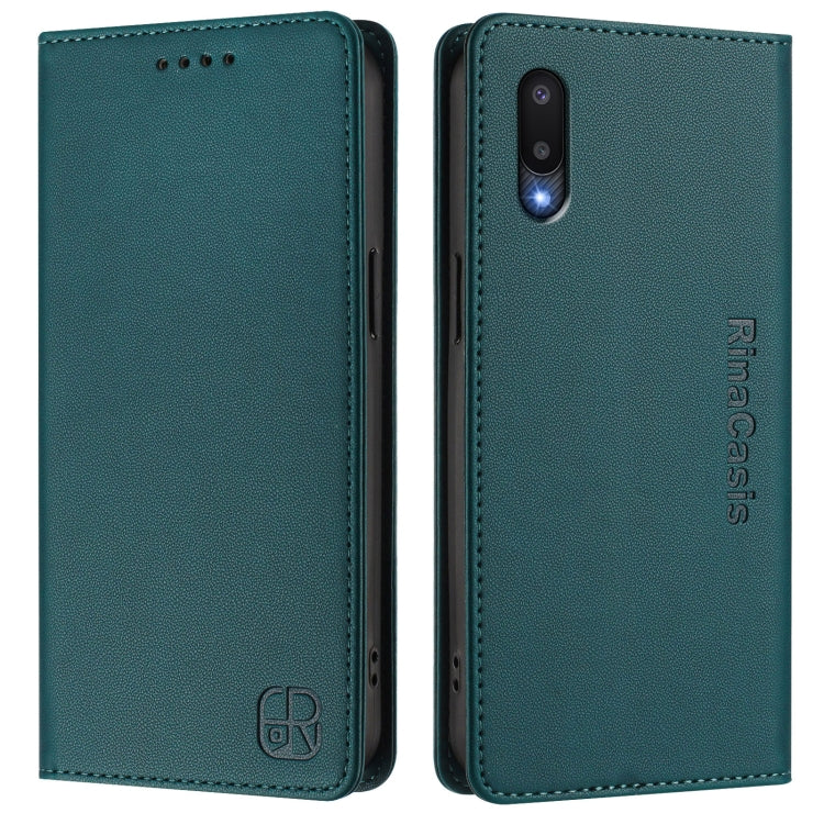 For Samsung Galaxy A02 / M02 RC01 Dual-Folded Magnetic Suction RFID Leather Phone Case