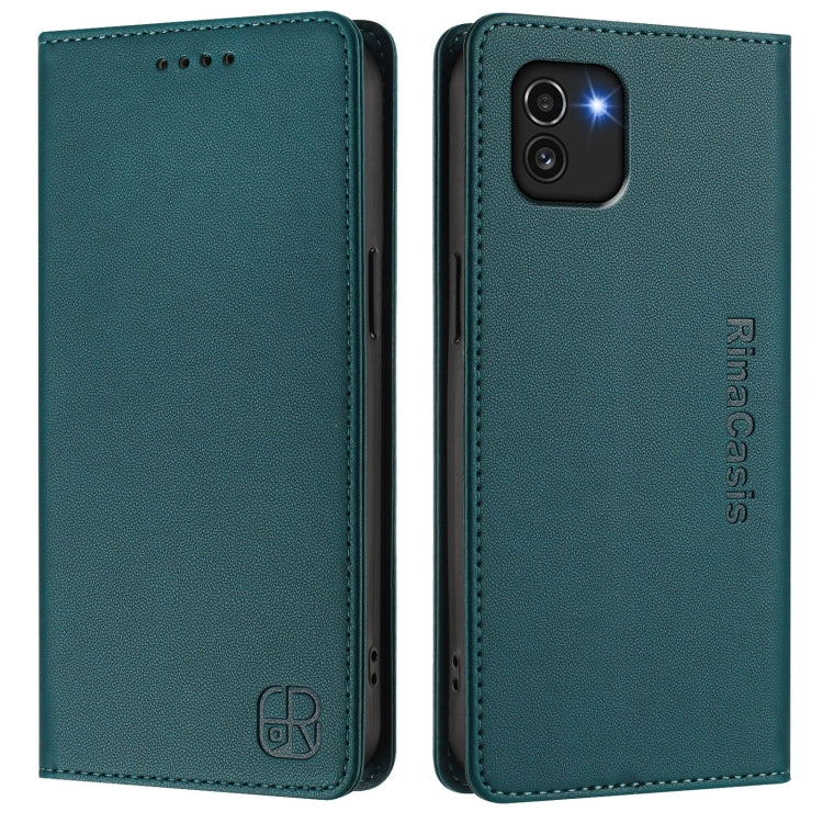 For Samsung Galaxy A03 166mm RC01 Dual-Folded Magnetic Suction RFID Leather Phone Case