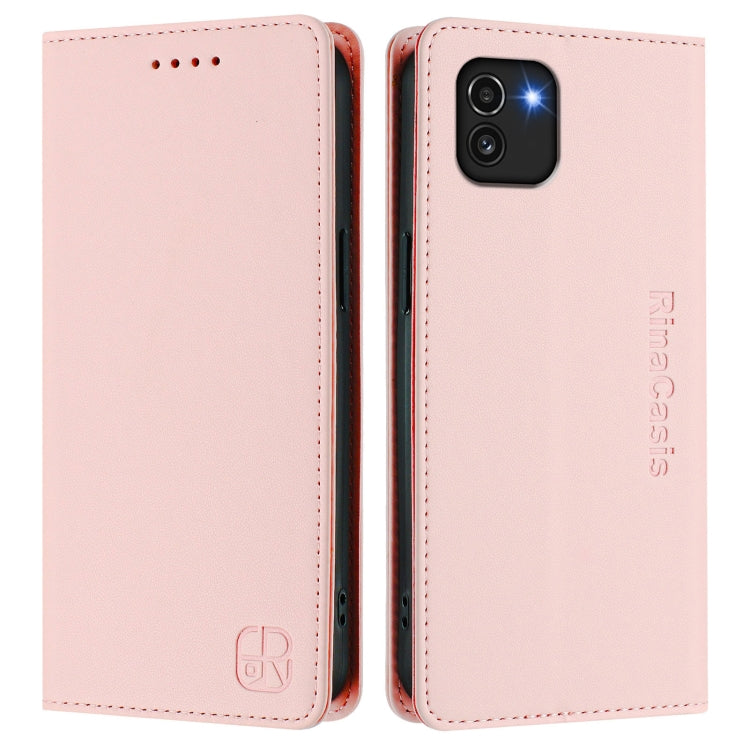For Samsung Galaxy A03 164mm RC01 Dual-Folded Magnetic Suction RFID Leather Phone Case