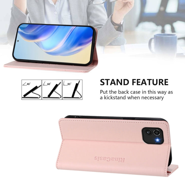 For Samsung Galaxy A03 164mm RC01 Dual-Folded Magnetic Suction RFID Leather Phone Case