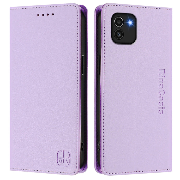 For Samsung Galaxy A03 164mm RC01 Dual-Folded Magnetic Suction RFID Leather Phone Case