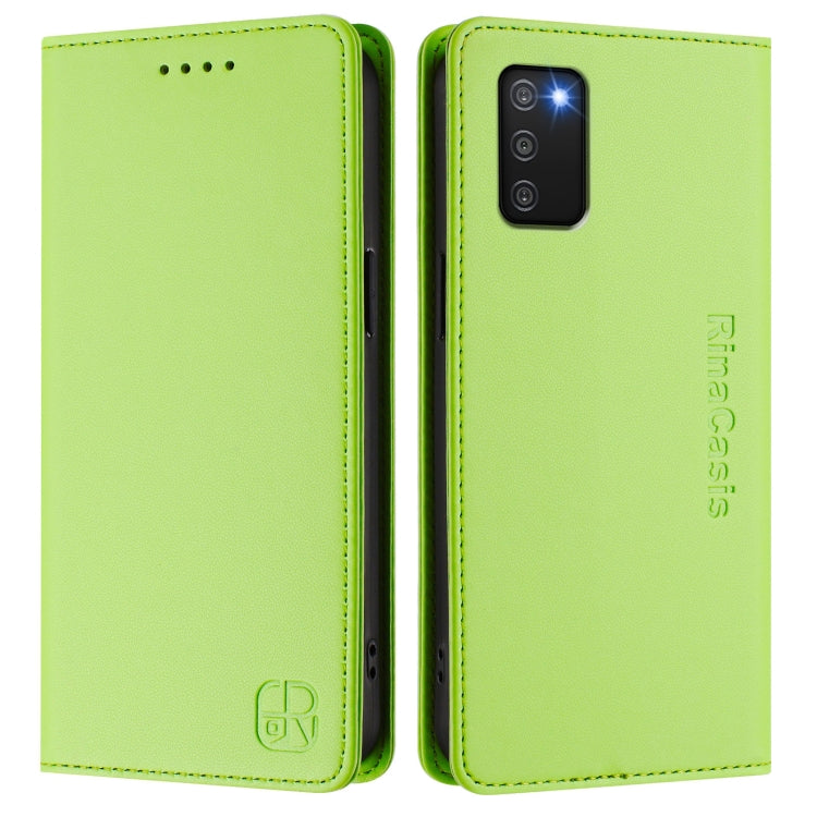 For Samsung Galaxy A03s 164mm RC01 Dual-Folded Magnetic Suction RFID Leather Phone Case