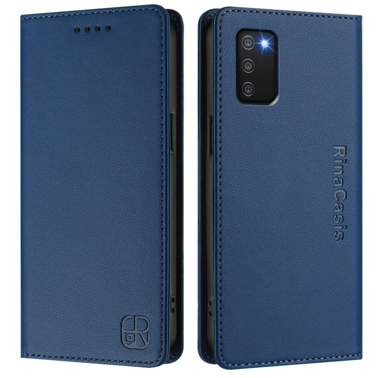 For Samsung Galaxy A03s 164mm RC01 Dual-Folded Magnetic Suction RFID Leather Phone Case