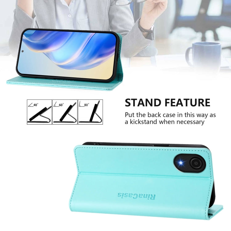 For Samsung Galaxy A04 Core RC01 Dual-Folded Magnetic Suction RFID Leather Phone Case