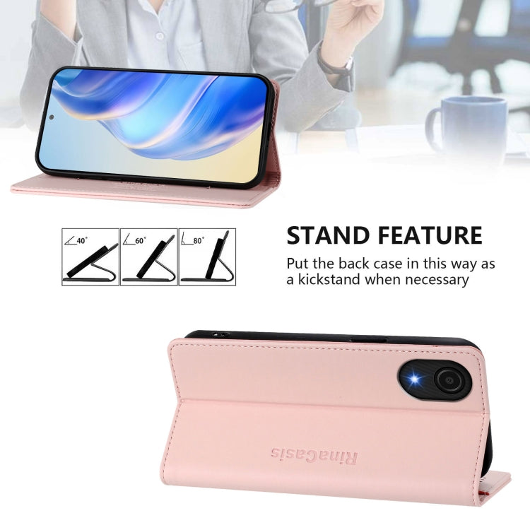 For Samsung Galaxy A04 Core RC01 Dual-Folded Magnetic Suction RFID Leather Phone Case