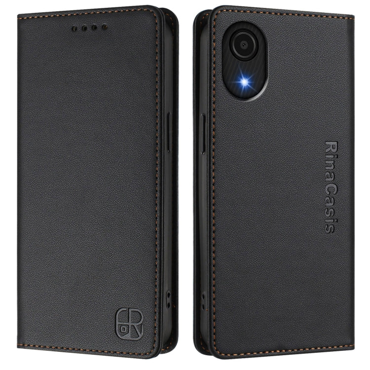 For Samsung Galaxy A04 Core RC01 Dual-Folded Magnetic Suction RFID Leather Phone Case