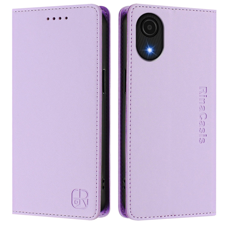 For Samsung Galaxy A04 Core RC01 Dual-Folded Magnetic Suction RFID Leather Phone Case