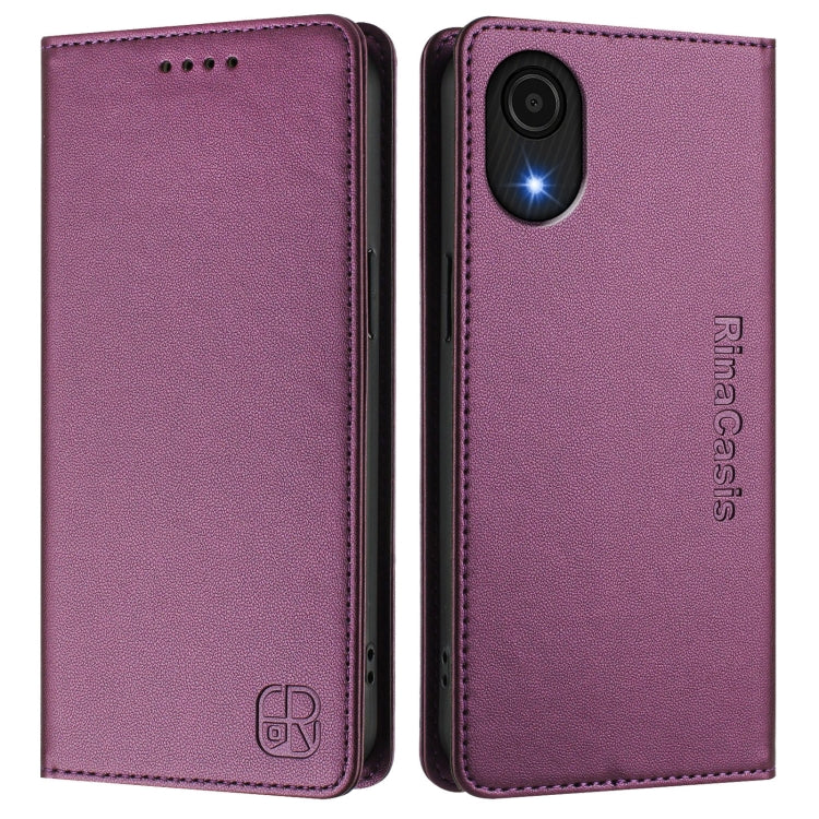 For Samsung Galaxy A04 Core RC01 Dual-Folded Magnetic Suction RFID Leather Phone Case