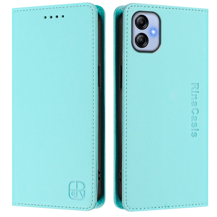 For Samsung Galaxy A04e 4G / F04 RC01 Dual-Folded Magnetic Suction RFID Leather Phone Case
