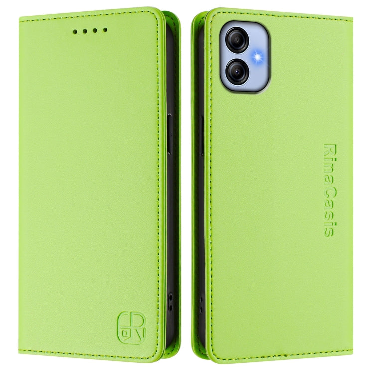For Samsung Galaxy A04e 4G / F04 RC01 Dual-Folded Magnetic Suction RFID Leather Phone Case