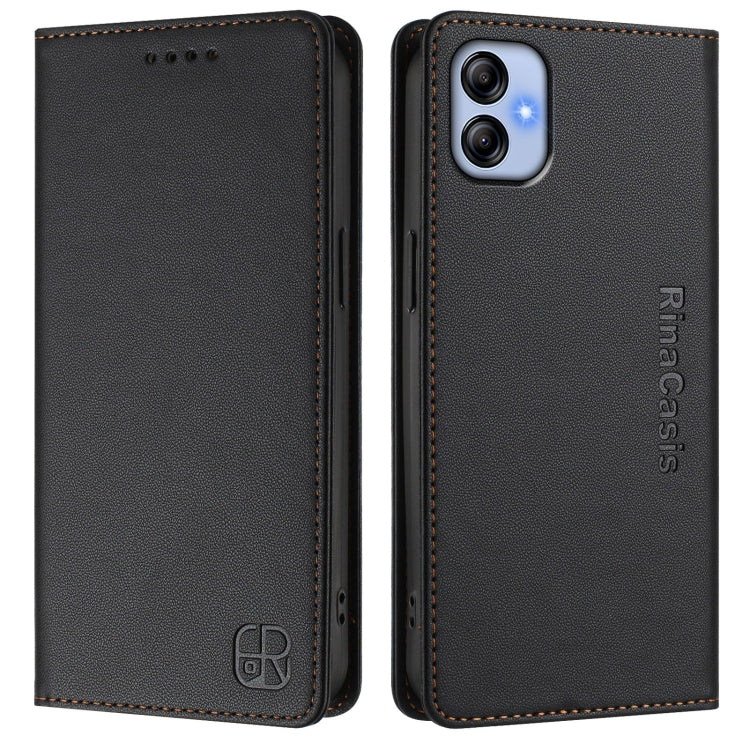 For Samsung Galaxy A04e 4G / F04 RC01 Dual-Folded Magnetic Suction RFID Leather Phone Case