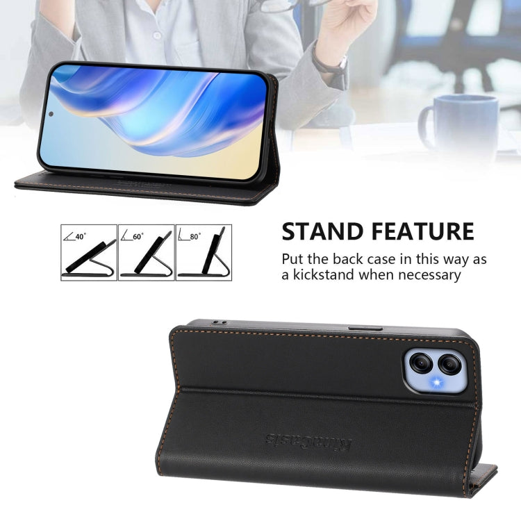 For Samsung Galaxy A04e 4G / F04 RC01 Dual-Folded Magnetic Suction RFID Leather Phone Case