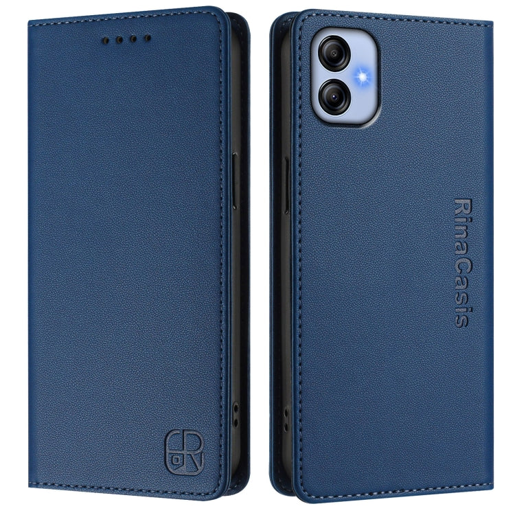 For Samsung Galaxy A04e 4G / F04 RC01 Dual-Folded Magnetic Suction RFID Leather Phone Case