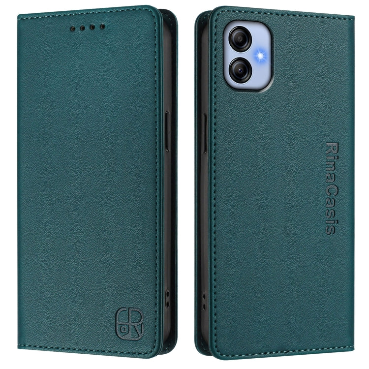 For Samsung Galaxy A04e 4G / F04 RC01 Dual-Folded Magnetic Suction RFID Leather Phone Case