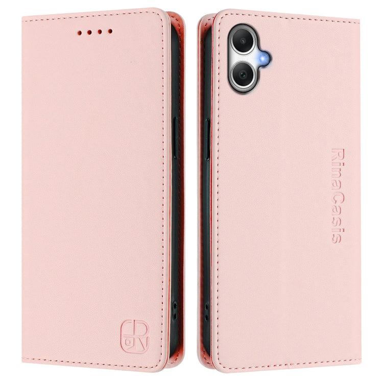 For Samsung Galaxy A05 4G Global RC01 Dual-Folded Magnetic Suction RFID Leather Phone Case