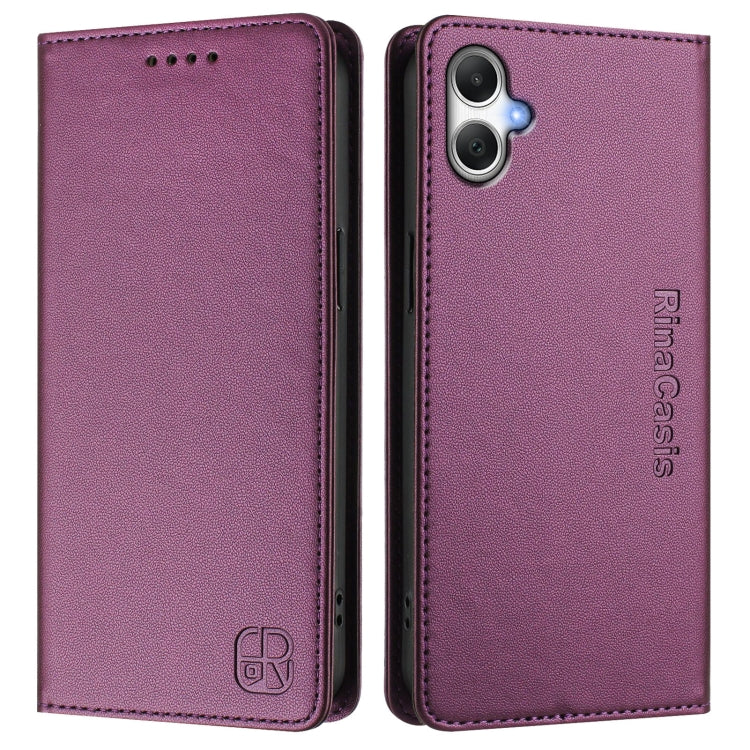 For Samsung Galaxy A05 4G Global RC01 Dual-Folded Magnetic Suction RFID Leather Phone Case