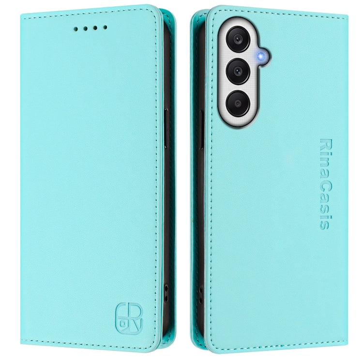 For Samsung Galaxy A05s 4G Global RC01 Dual-Folded Magnetic Suction RFID Leather Phone Case